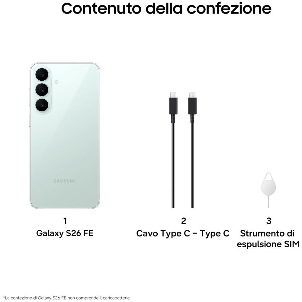 Galaxy S26 FE 5G 128GB 8GB Ram Display 6.7" AMOLED 2X FHD+ 120Hz max Main Camera 50+12MP+8MP Selfie 12MP Dual nanoSim (SIM 1+SIM 2 / SIM 1+eSIM / Dual eSIM) Android Exynos 2500 4900mAh 193g Green Europa - Foto 4