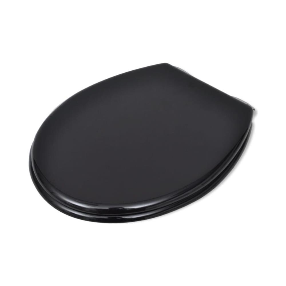 Sedile Wc In Mdf Coperchio Chiusura Agevole Con Disegno Semplice Nero - Foto 2