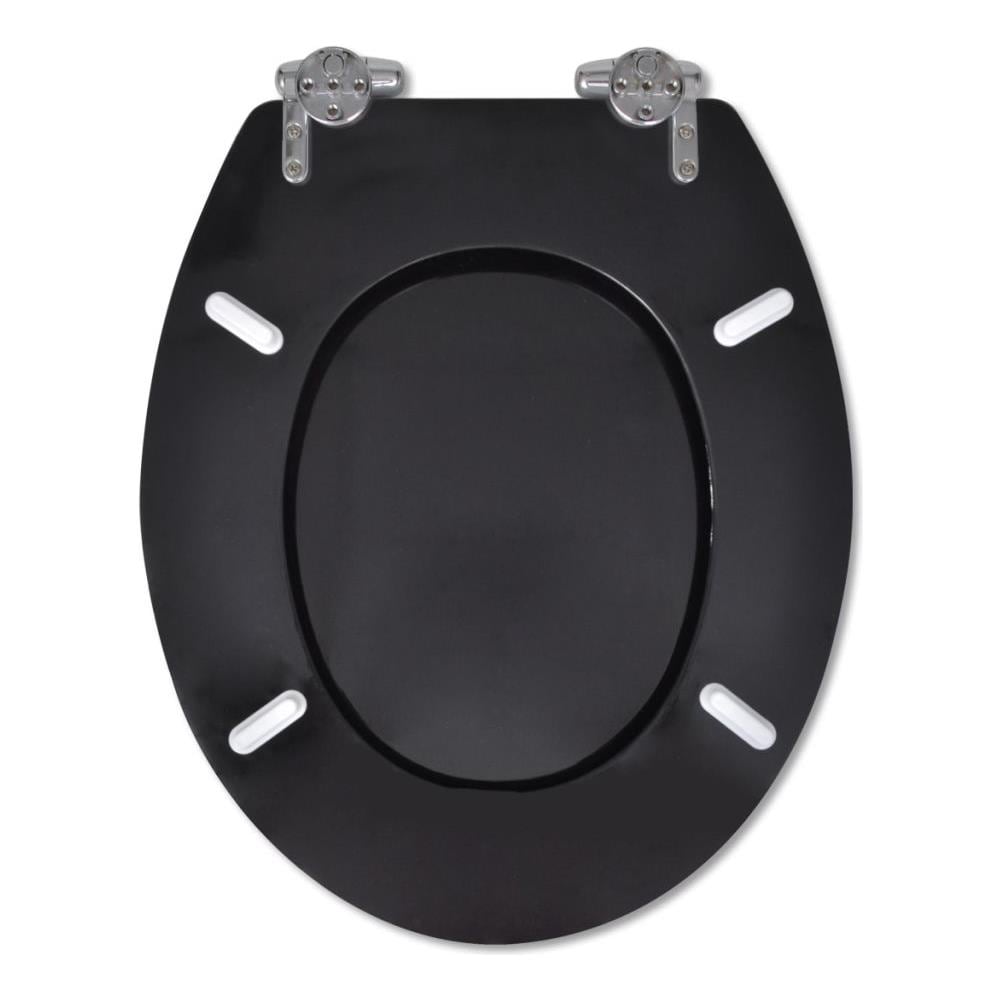 Sedile Wc In Mdf Coperchio Chiusura Agevole Con Disegno Semplice Nero - Foto 19