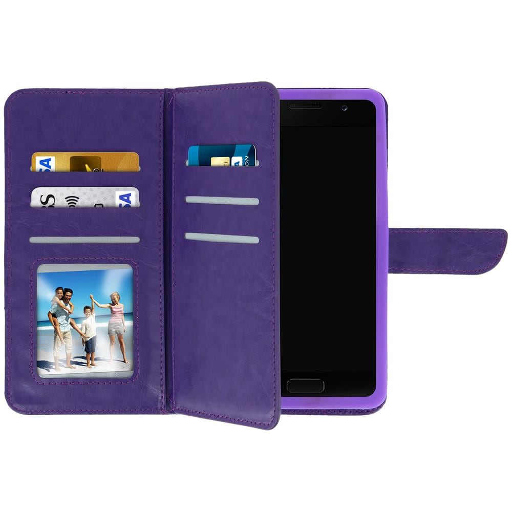 Custodia A Libro Universale Smartphone 6 Portacarte Viola Taglia Xxl - Foto 1