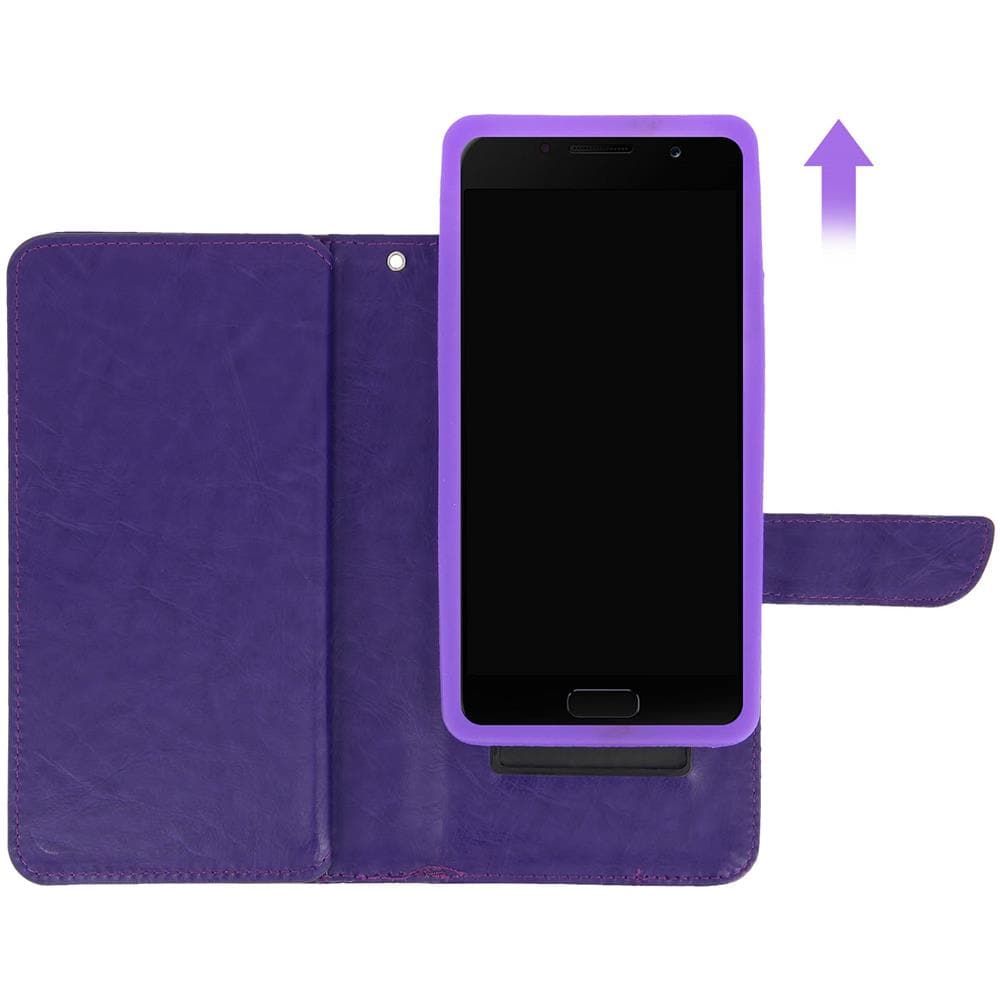 Custodia A Libro Universale Smartphone 6 Portacarte Viola Taglia Xxl - Foto 10