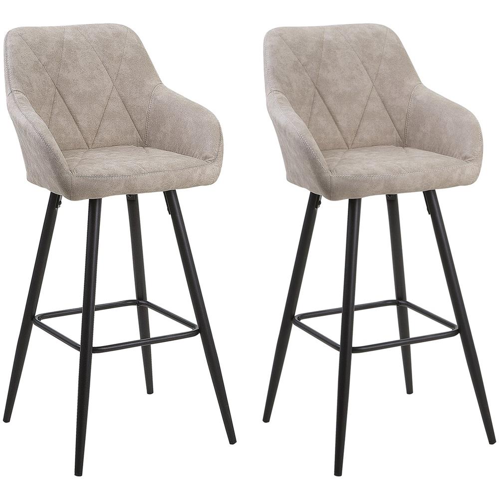 Coppia Di Sgabelli In Tessuto Beige Darien - Foto 1