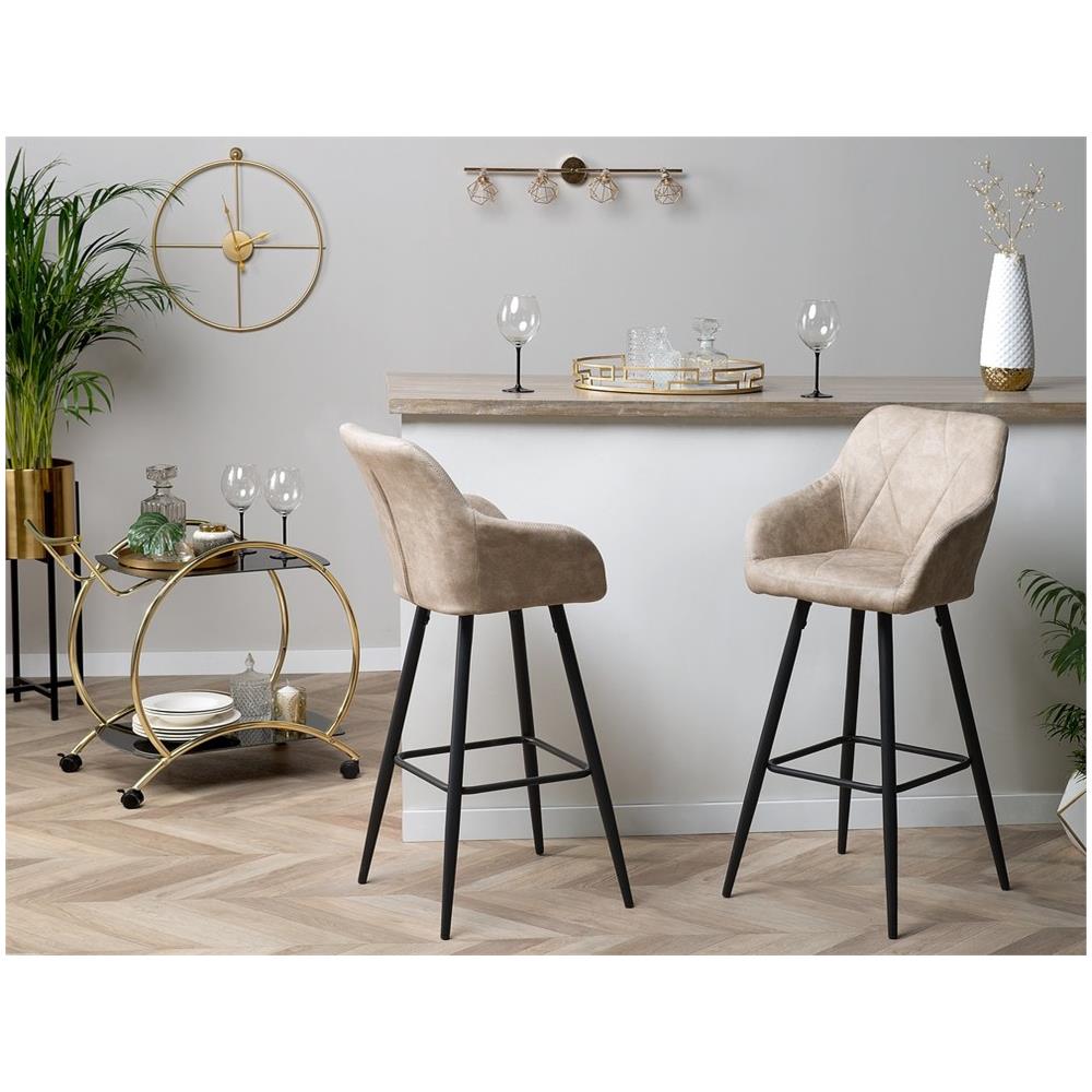 Coppia Di Sgabelli In Tessuto Beige Darien - Foto 2