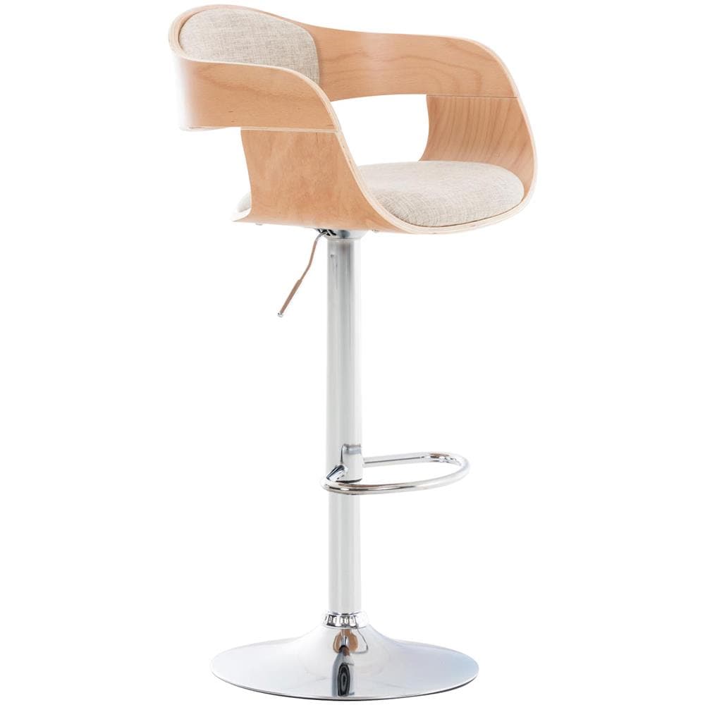 Sgabello rétro Kingston con Braccioli - Sgabello Bar Girevole 360° in Tessuto e Legno I Sgabello Alto Bancone Regolabile 63 - 77 cm Natura / Crema - Foto 1