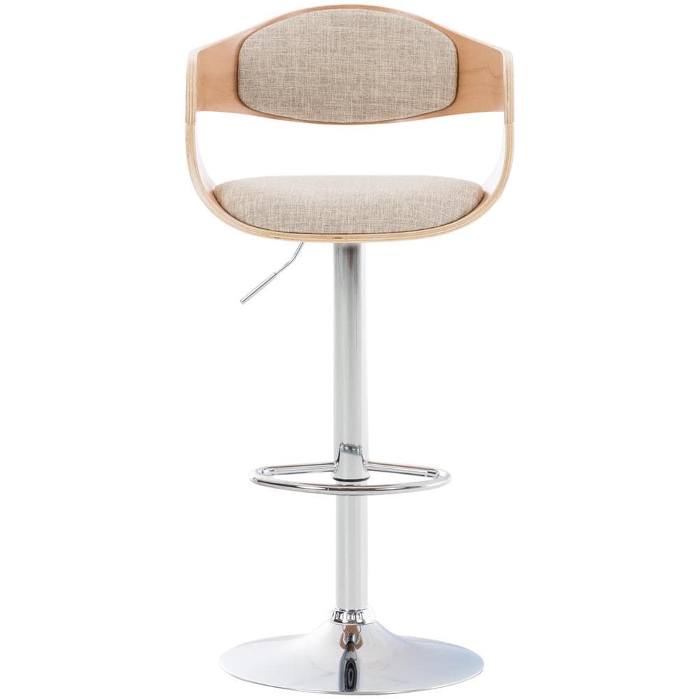 Sgabello rétro Kingston con Braccioli - Sgabello Bar Girevole 360° in Tessuto e Legno I Sgabello Alto Bancone Regolabile 63 - 77 cm Natura / Crema - Foto 2
