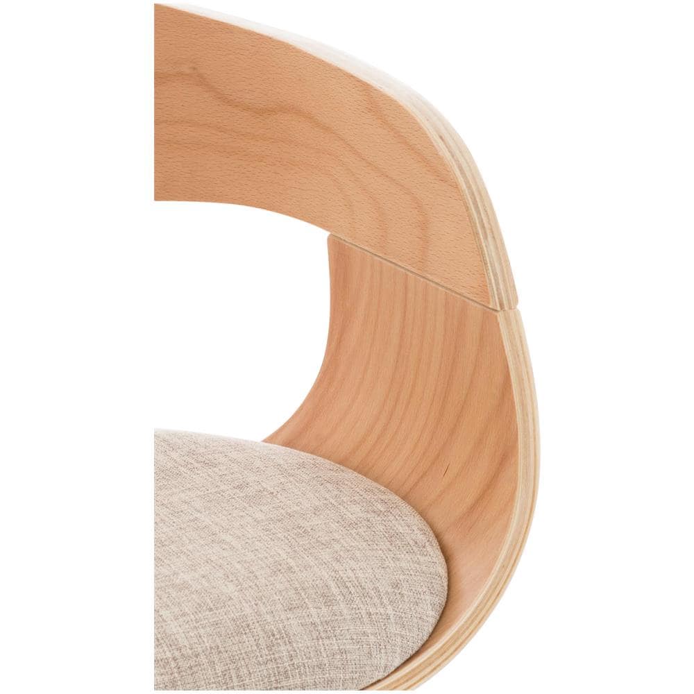 Sgabello rétro Kingston con Braccioli - Sgabello Bar Girevole 360° in Tessuto e Legno I Sgabello Alto Bancone Regolabile 63 - 77 cm Natura / Crema - Foto 5