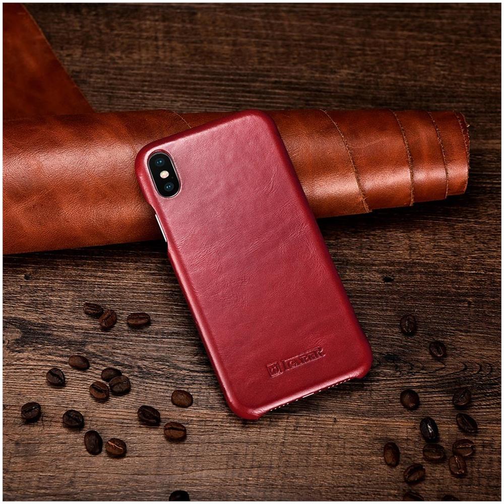 Xs Iphone Max Caso Curvo Bordo Di Lusso Serie Vera Pelle Rossa - Foto 3