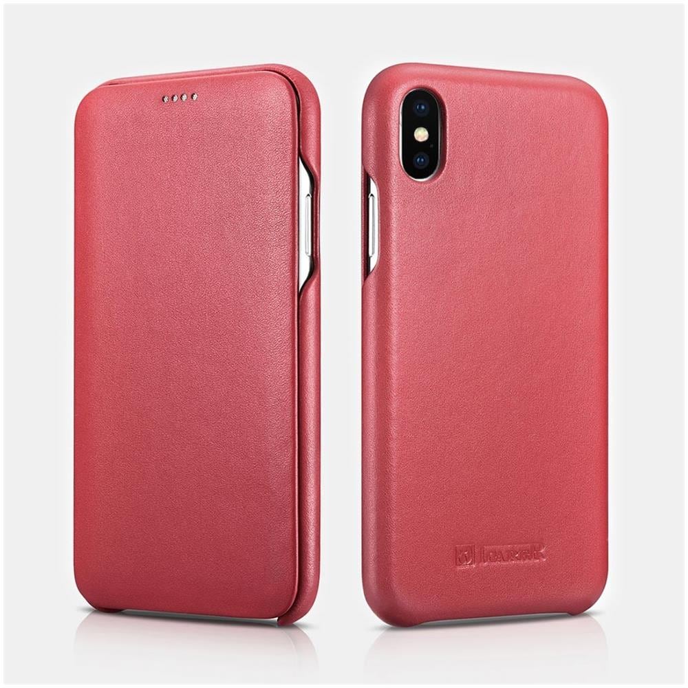 Xs Iphone Max Caso Curvo Bordo Di Lusso Serie Vera Pelle Rossa - Foto 1