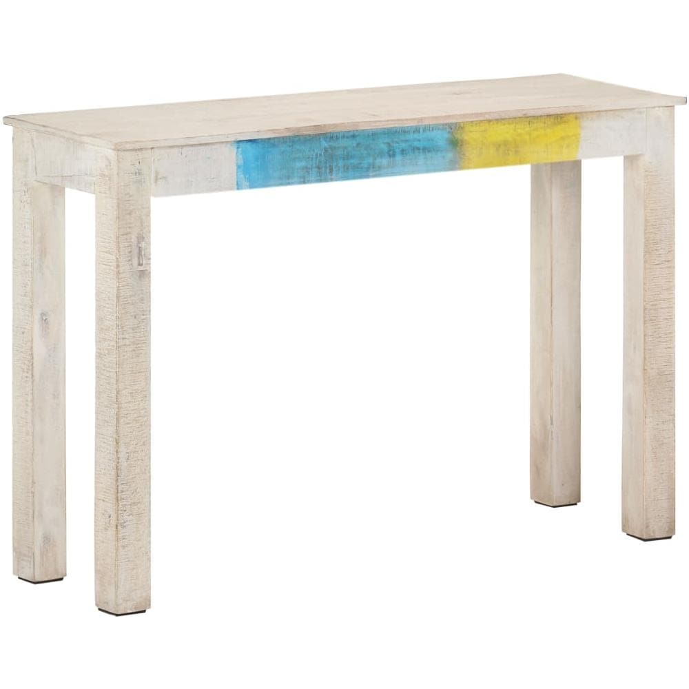 Tavolo Consolle Bianco 115x35x77 Cm In Legno Di Mango Grezzo - Foto 1