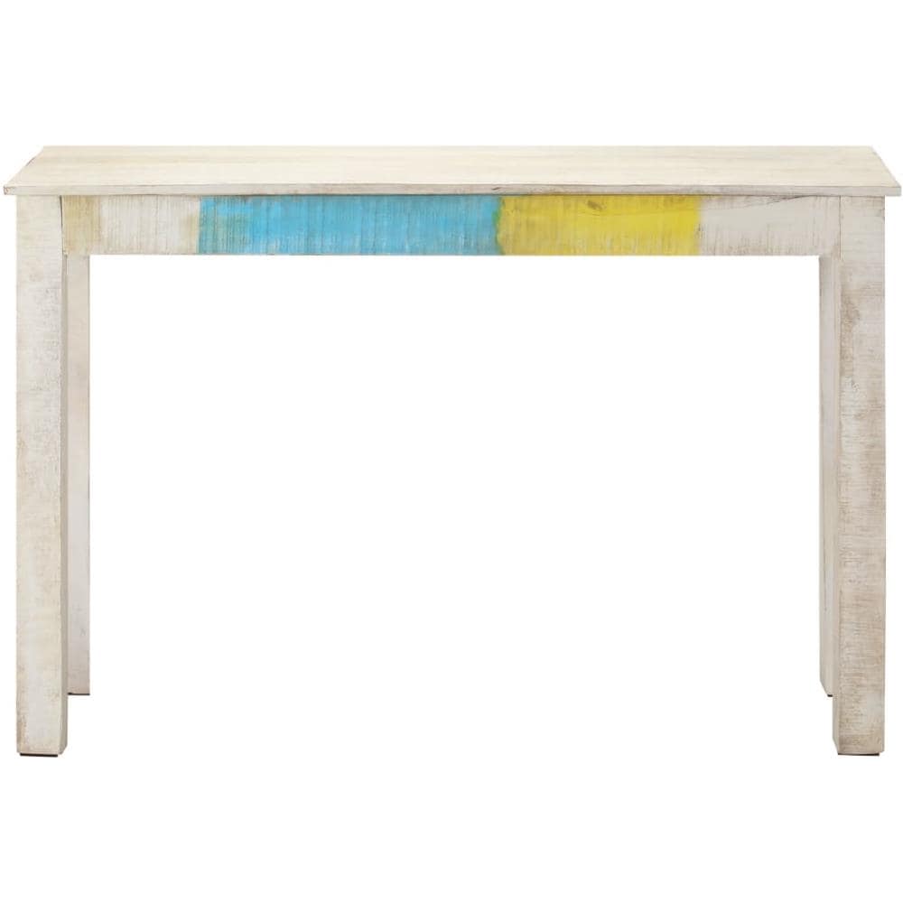 Tavolo Consolle Bianco 115x35x77 Cm In Legno Di Mango Grezzo - Foto 2