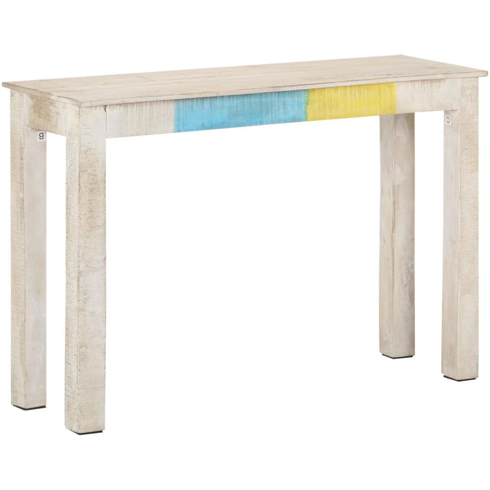 Tavolo Consolle Bianco 115x35x77 Cm In Legno Di Mango Grezzo - Foto 11