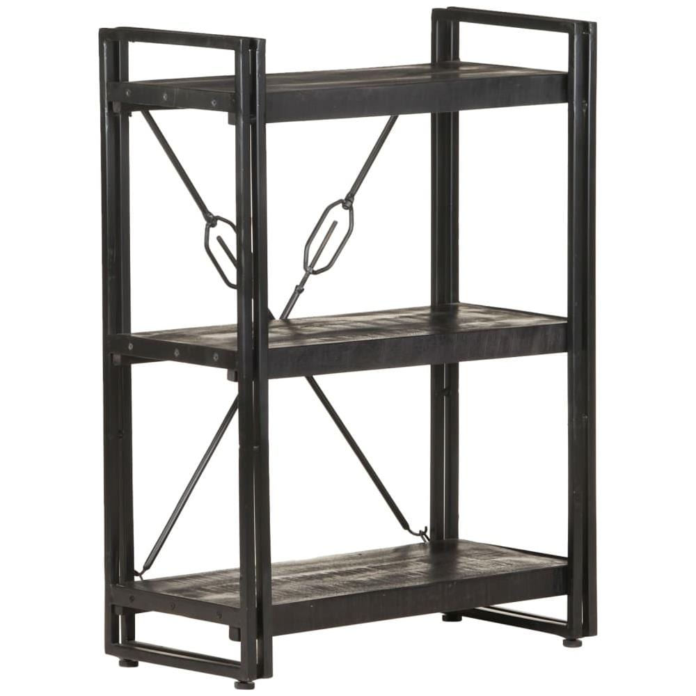 Libreria A 3 Ripiani 60x30x80cm Nero In Legno Massello Di Mango - Foto 1