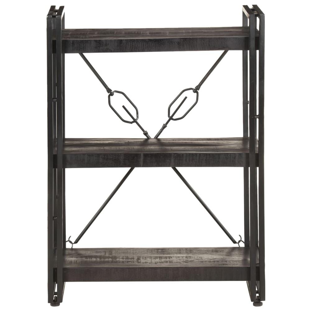 Libreria A 3 Ripiani 60x30x80cm Nero In Legno Massello Di Mango - Foto 2