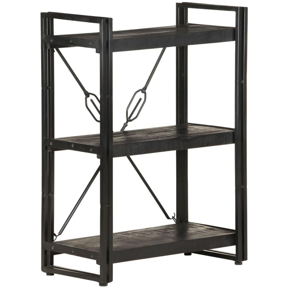 Libreria A 3 Ripiani 60x30x80cm Nero In Legno Massello Di Mango - Foto 8