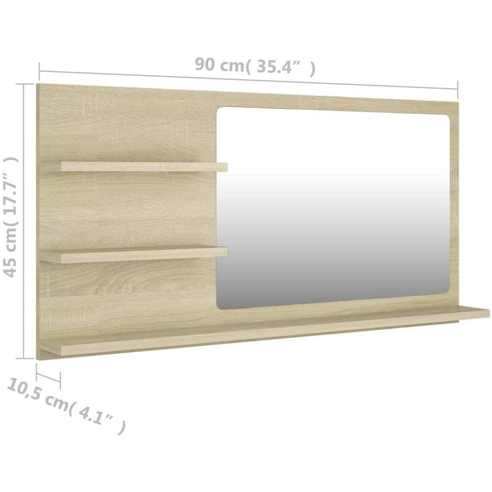 Specchio da Bagno Rovere Sonoma 90x10,5x45 cm Legno Multistrato - Foto 7
