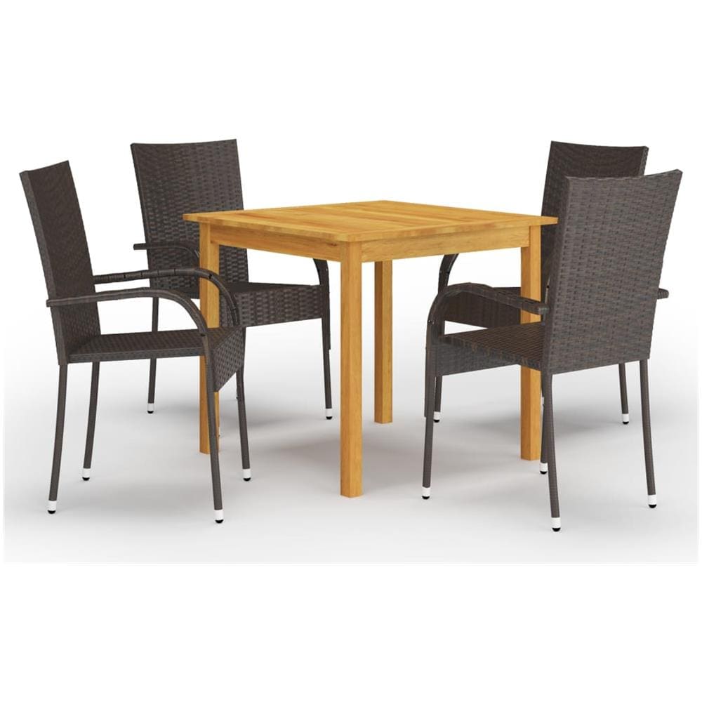 Set Mobili da Pranzo per Giardino 5 pz Marrone - Foto 1