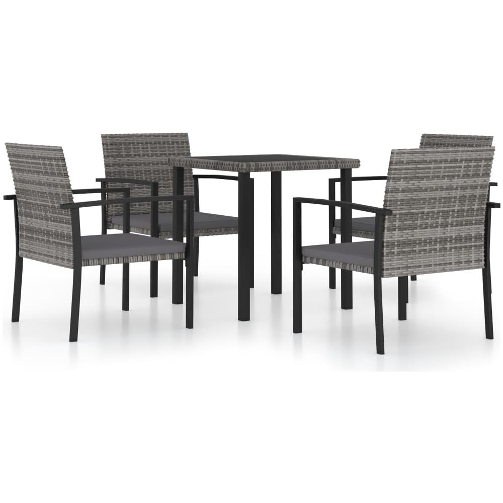 Set da Pranzo da Giardino 5 pz in Polyrattan Grigio - Foto 1