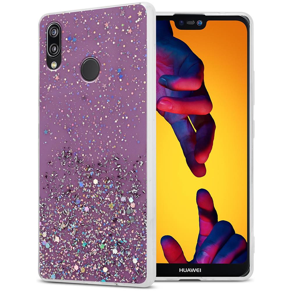 Custodia Compatibile Con Huawei P20 Lite 2018 / Nova 3e In Viola Con Glitter - Coperchio Protettivo In Silicone Tpu Flessibile Con Glitter Scintillanti - Foto 1