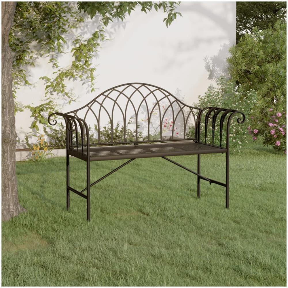 Panca da Giardino a 2 Posti 128 cm Nera in Acciaio - Foto 1