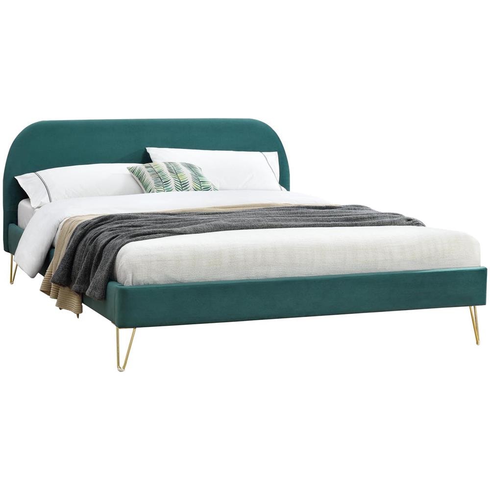 Phoenix Struttura Letto In Velluto Verde E Ottone 160x200 Cm - Foto 1