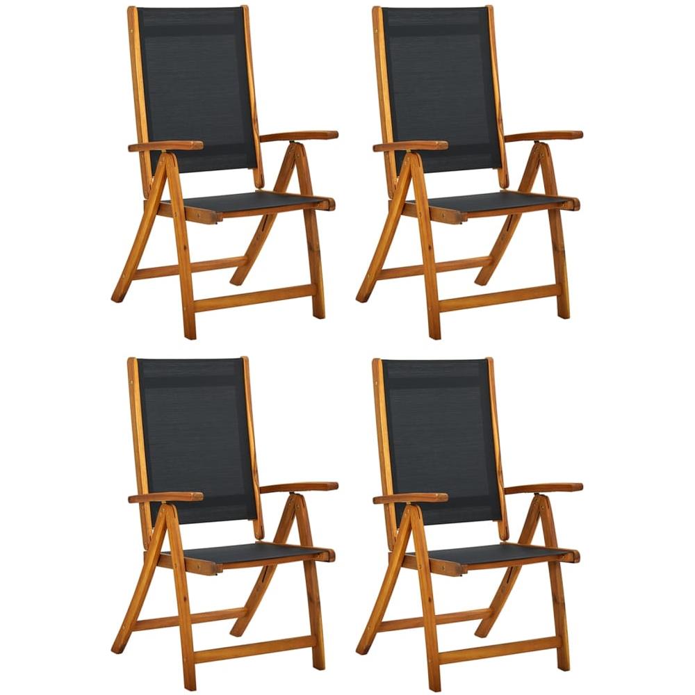 Sedie Giardino Pieghevoli 4pz Legno Massello Acacia E Textilene - Foto 1