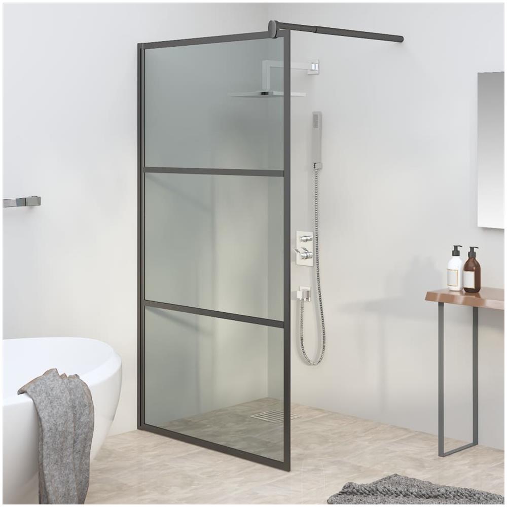 Parete Doccia Walk In 100x195 Cm In Vetro Scuro Esg Nero - Foto 1
