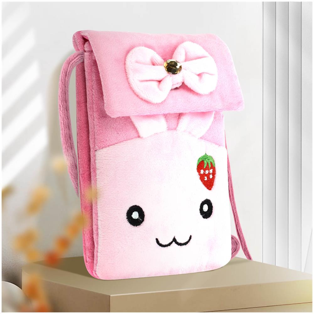 Pochette Tracolla Per Smartphone Tessuto Design Coniglietta Rosa - Foto 2