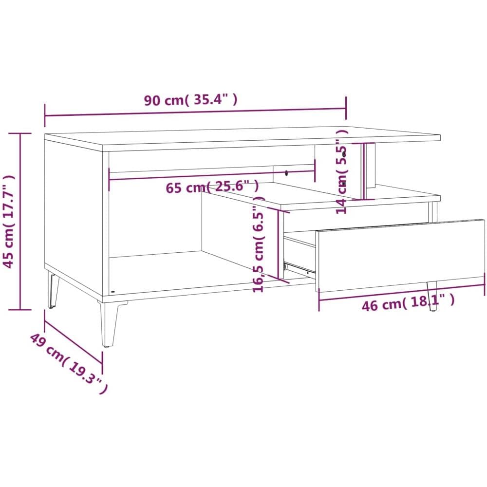 Tavolino Da Salotto Grigio Sonoma 90x49x45 Cm Legno Multistrato - Foto 2