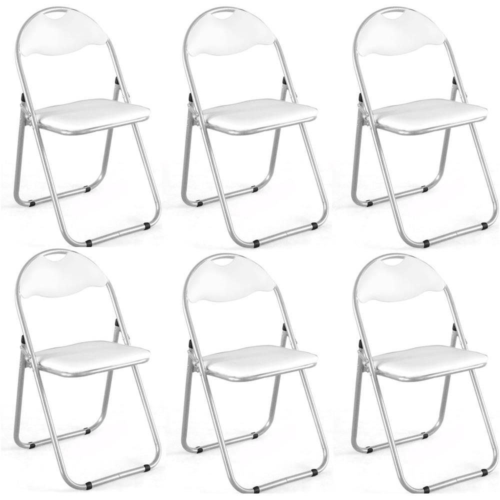 Set 6 Pezzi Sedie Imbottite Pieghevoli Colore Sedia Bianco Struttura Silver - Foto 2
