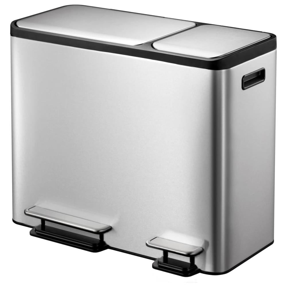 Pattumiera A Pedale Ecocasa 30 L+15 L Argento Opaco - Foto 2