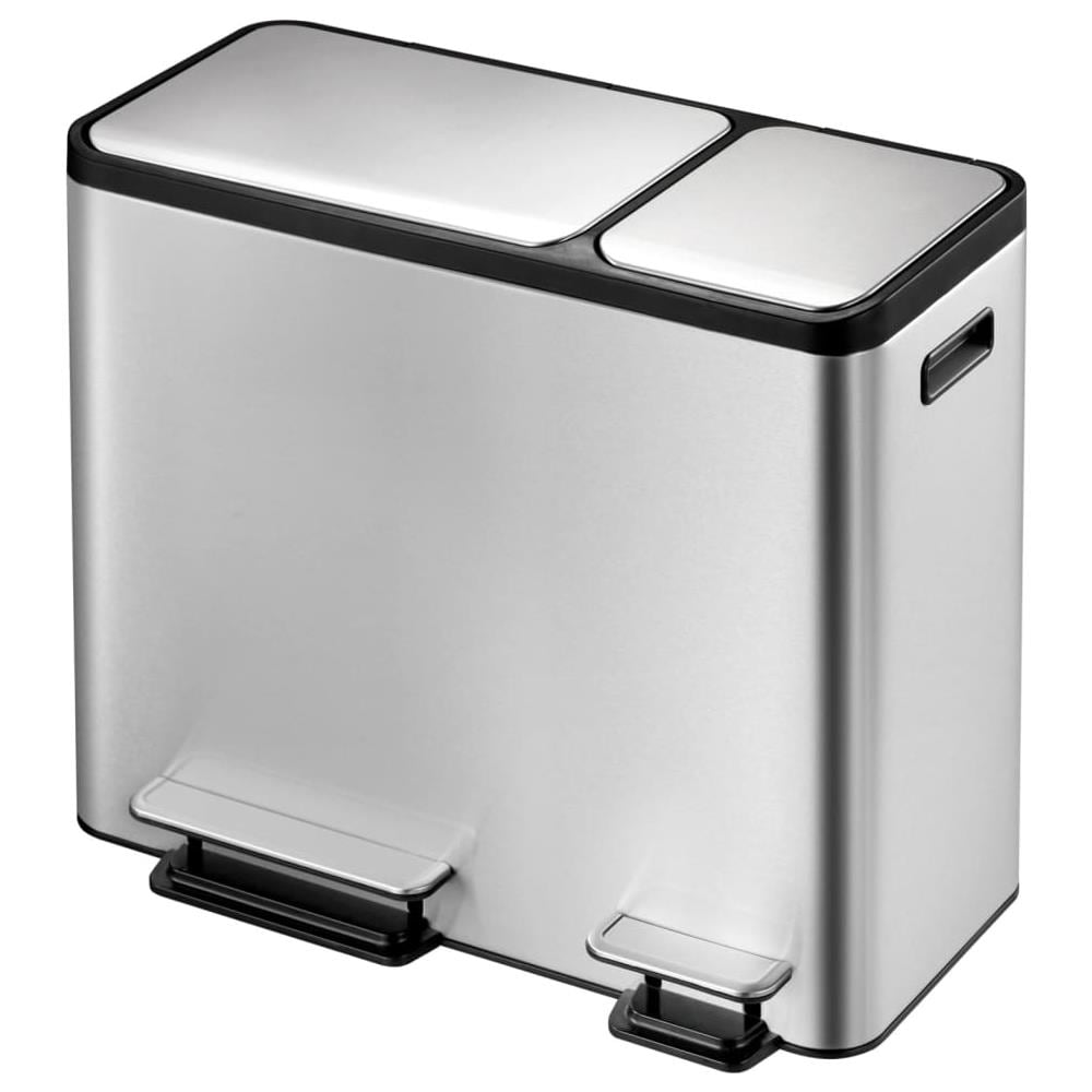 Pattumiera A Pedale Ecocasa 30 L+15 L Argento Opaco - Foto 3