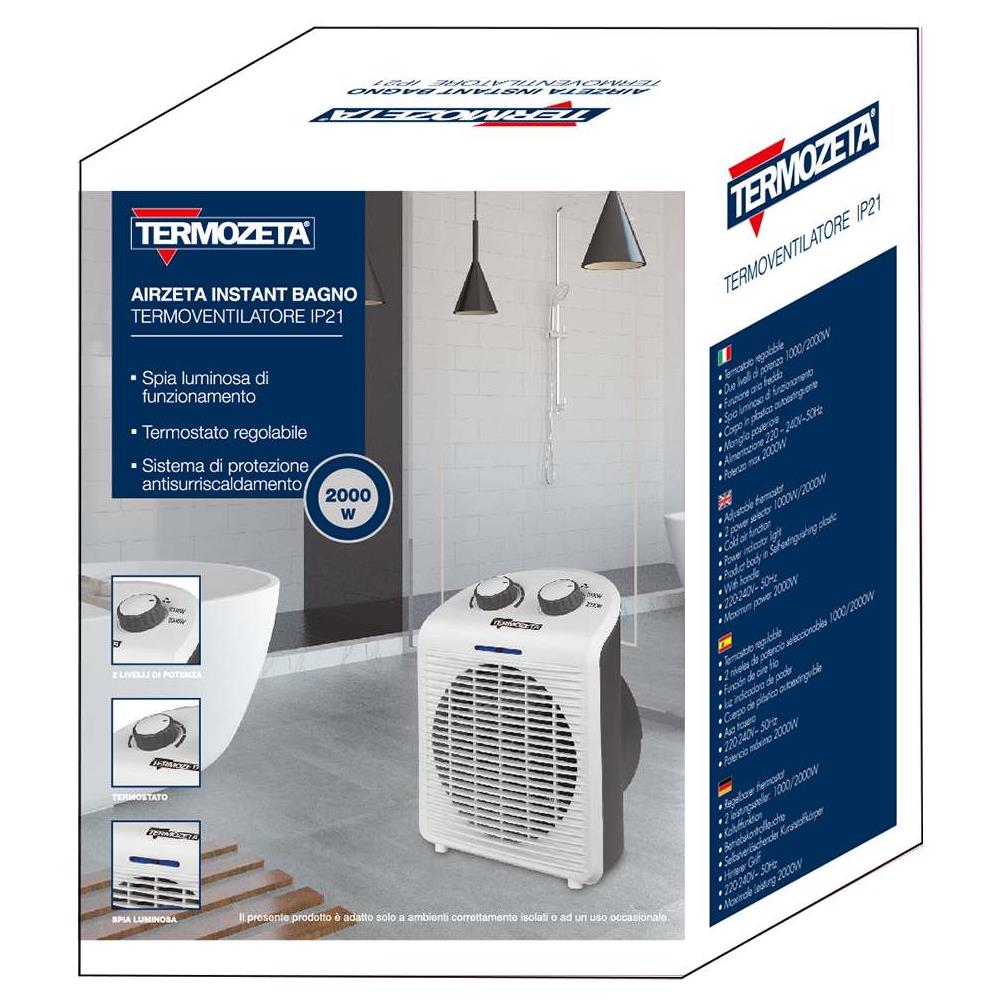 Termoventilatore 2000w 2 Livelli Di Potenza Bianco Azzurrro - Foto 2