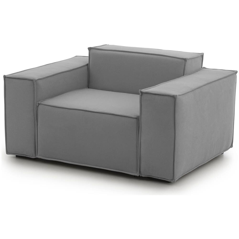 Poltrona Cristiana, Poltrona Da Salotto, 100% Made In Italy, Poltroncina Relax In Tessuto Imbottito, Cm 160x95h70, Grigio - Foto 2