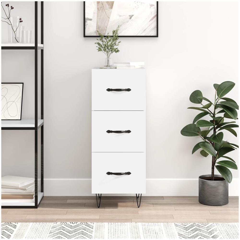 Credenza Bianca 34,5x34x90 Cm In Legno Multistrato - Foto 1