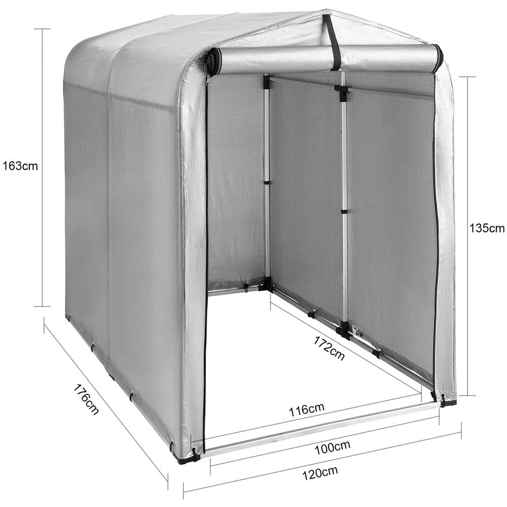 Tenda Per Bicicletta Impermeabile Protezione Uv Tenda Da Garage Per Biciclette Tenda Multiuso Da Giardino In Colore Argento 120x176x163 Cm, Kls11 - Foto 2