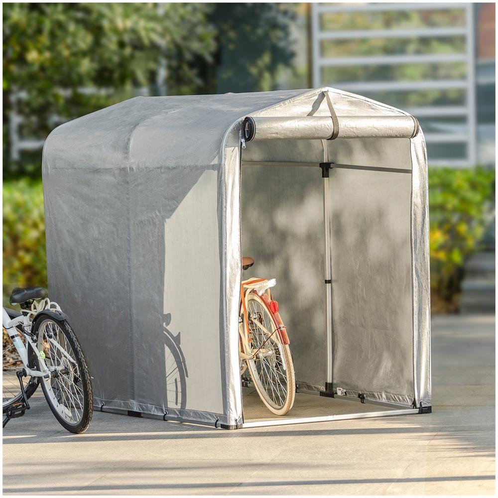 Tenda Per Bicicletta Impermeabile Protezione Uv Tenda Da Garage Per Biciclette Tenda Multiuso Da Giardino In Colore Argento 120x176x163 Cm, Kls11 - Foto 5