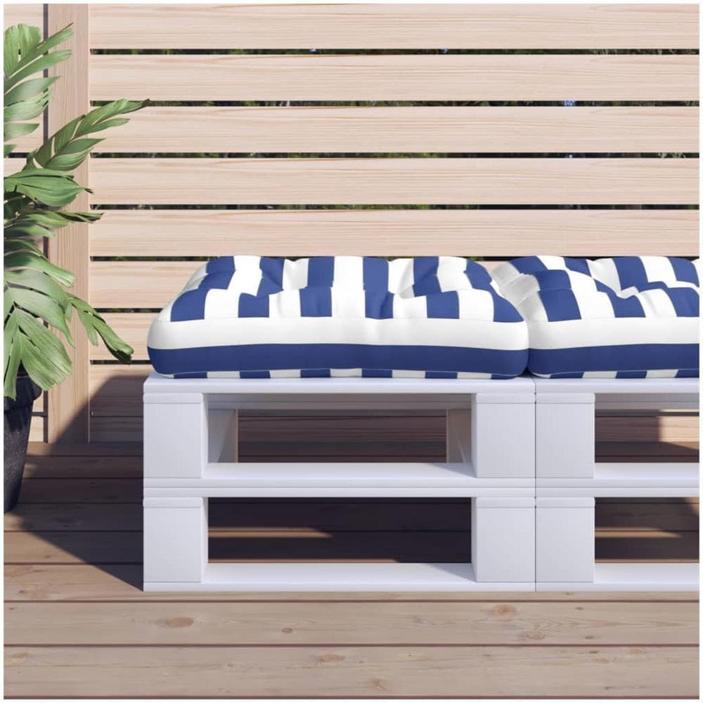 Cuscino Per Pallet Strisce Bianche E Blu 50x50x12 Cm In Tessuto - Foto 1