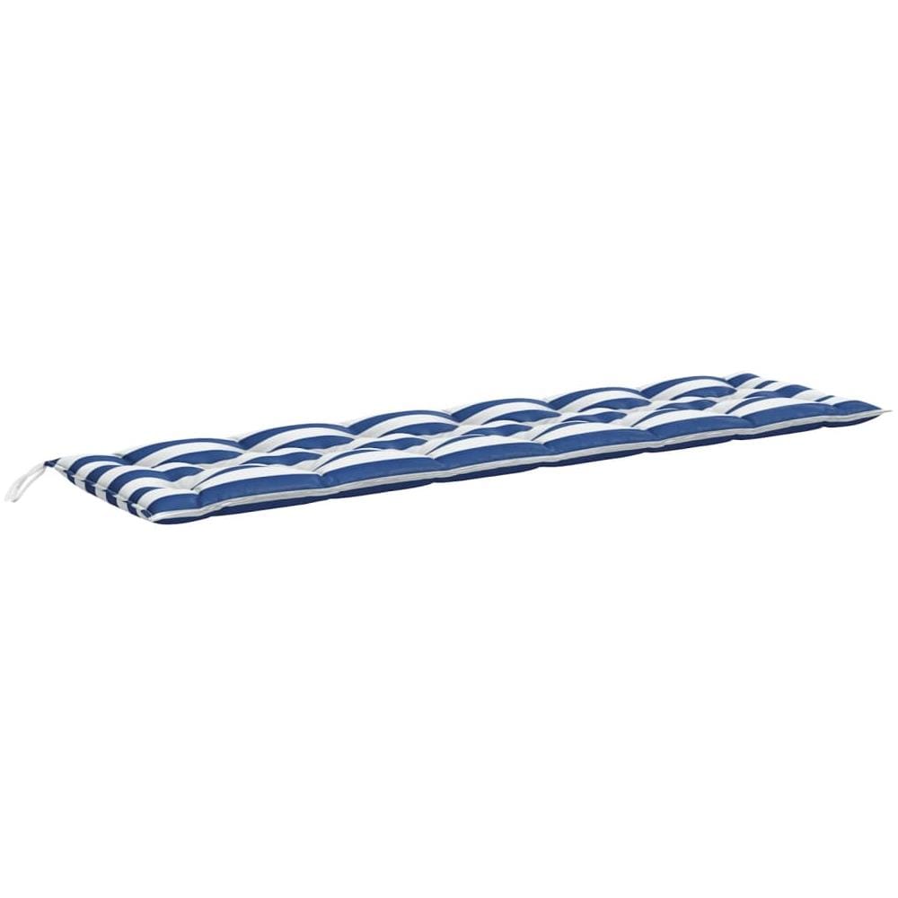 Cuscino Panca Giardino Righe Bianche E Blu 200x50x7 Cm Tessuto - Foto 2