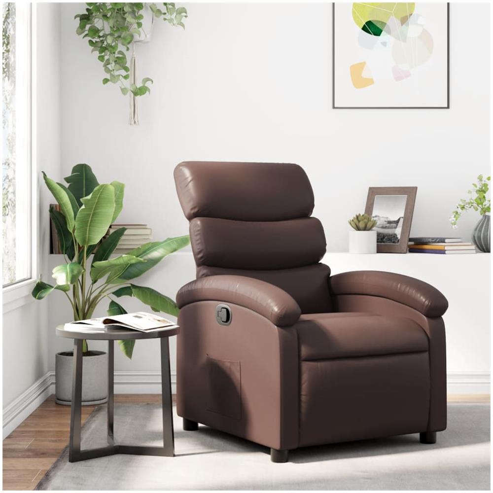 Poltrona Reclinabile Marrone In Similpelle - Foto 1