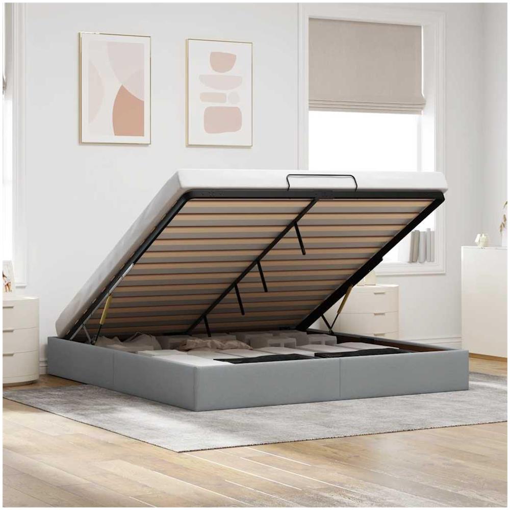 Struttura Letto Pouf senza Materasso 160x200 cm in Tessuto - Foto 2