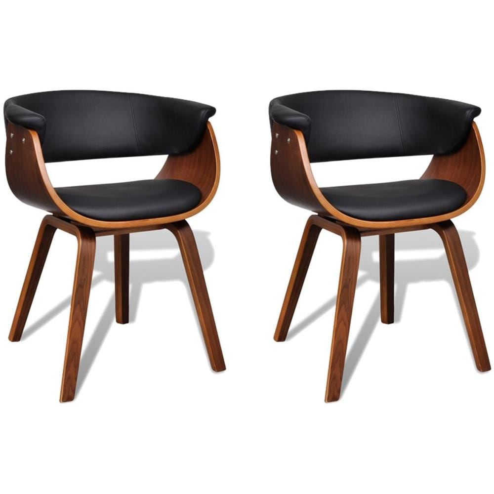 Sedia Moderna Da Tavola In Pelle Artificiale E Legno 2 Articoli - Foto 1