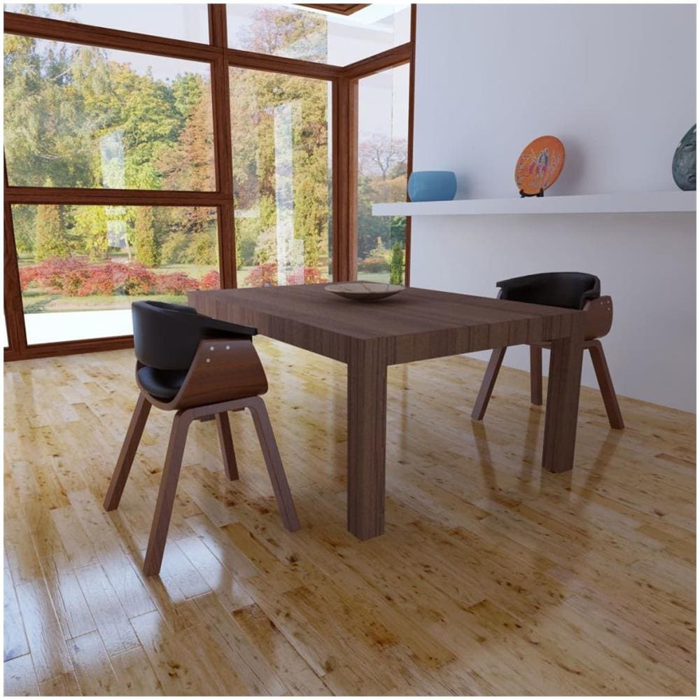 Sedia Moderna Da Tavola In Pelle Artificiale E Legno 2 Articoli - Foto 2