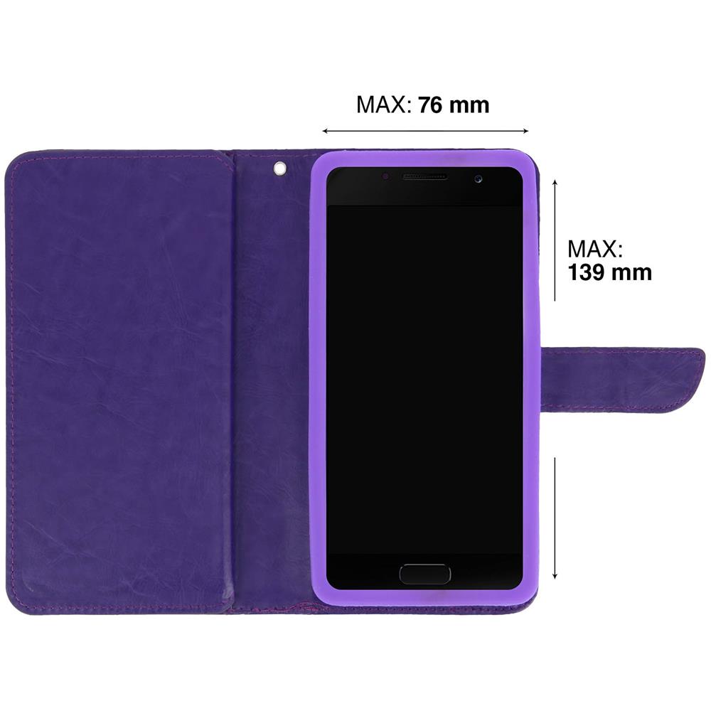 Custodia A Libro Universale Smartphone 6 Portacarte Viola Taglia Xl - Foto 10