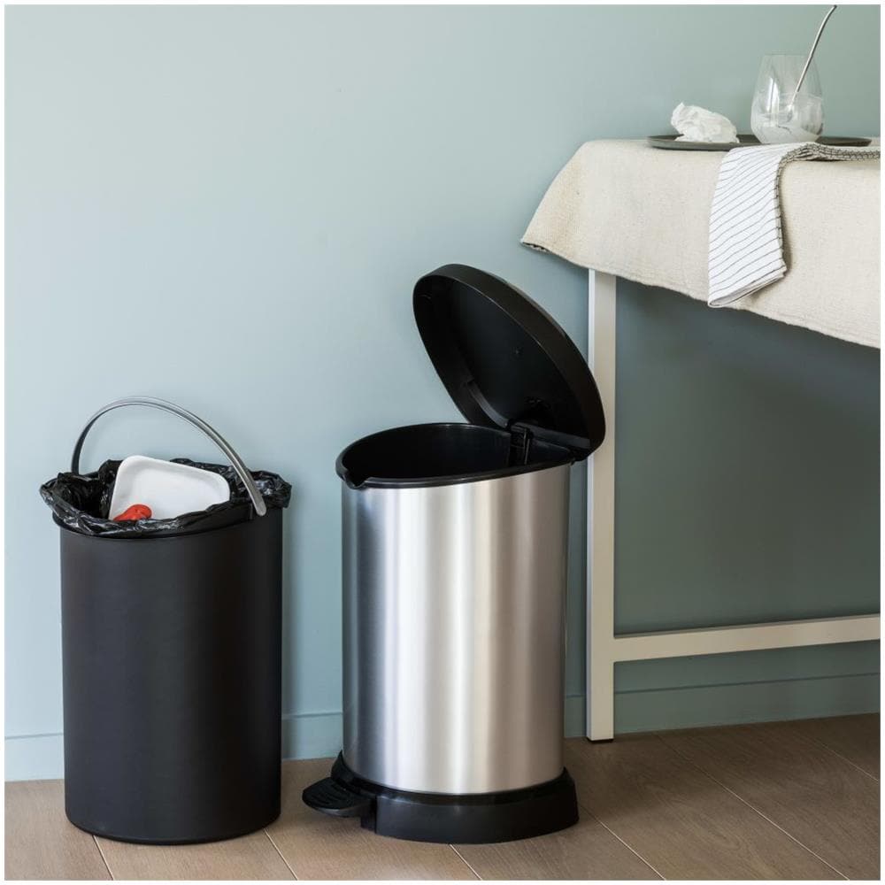 Pattumiera A Pedale Con Secchio Interno Deco 20l Argento 240568 - Foto 2