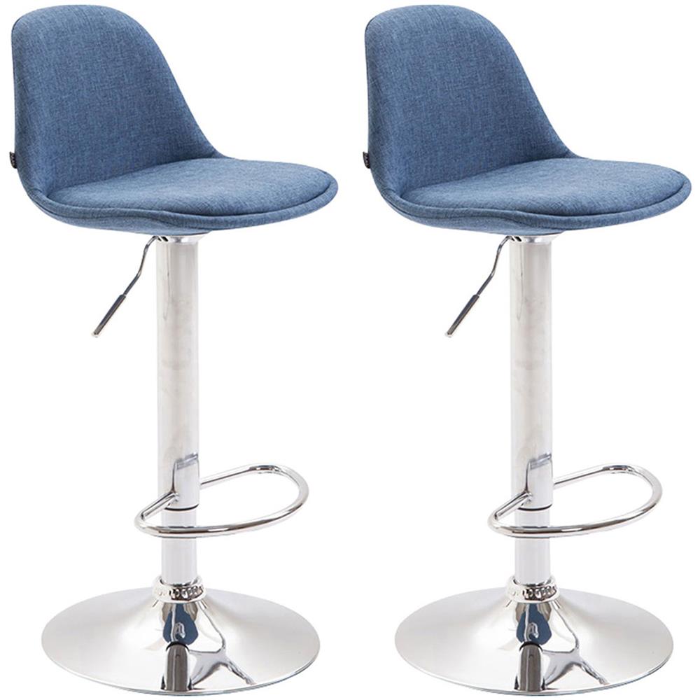 2X Sgabelli Design Kiel in Tessuto - Coppia Sgabelli Cucina Tulip Girevoli Regolabili 60-82cm I Sgabello Bar Imbottito (2 Pezzi) Blu - Foto 1