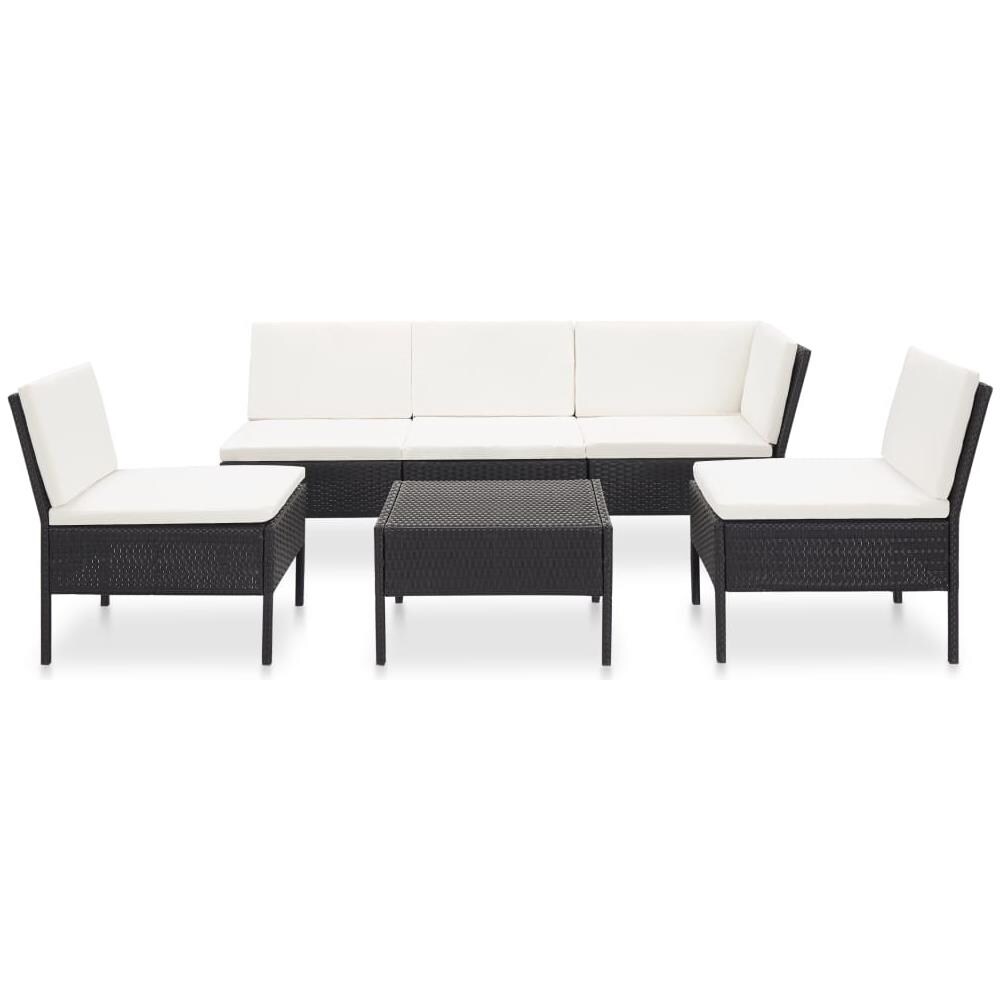 Set Divani da Giardino 6 pz con Cuscini in Polyrattan Nero - Foto 1