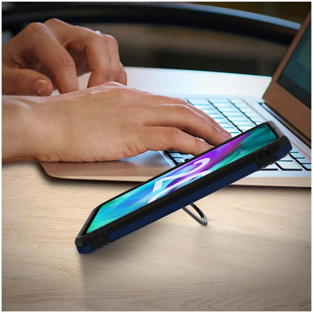 Cover Honor 20 / Huawei Nova 5t Bi-materia Anello Magnetico Stand Blu - Foto 2