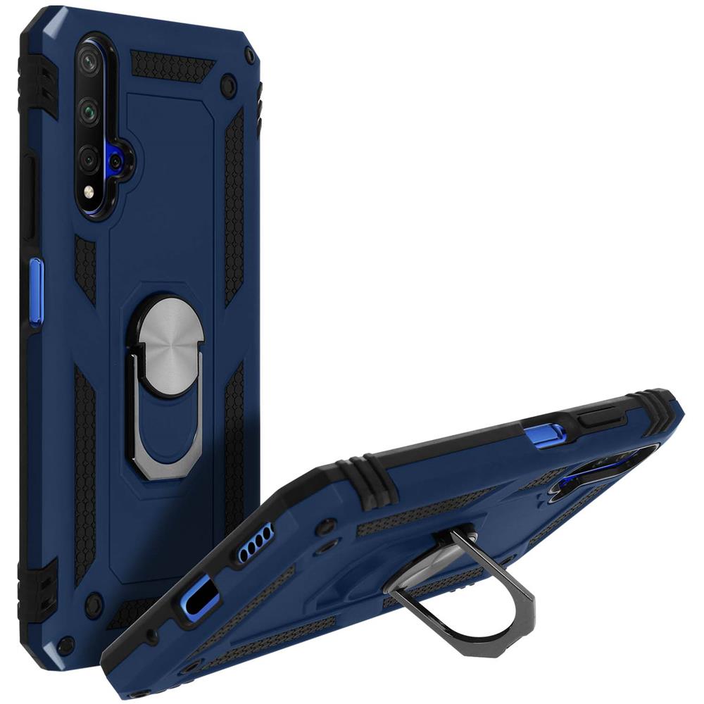 Cover Honor 20 / Huawei Nova 5t Bi-materia Anello Magnetico Stand Blu - Foto 5
