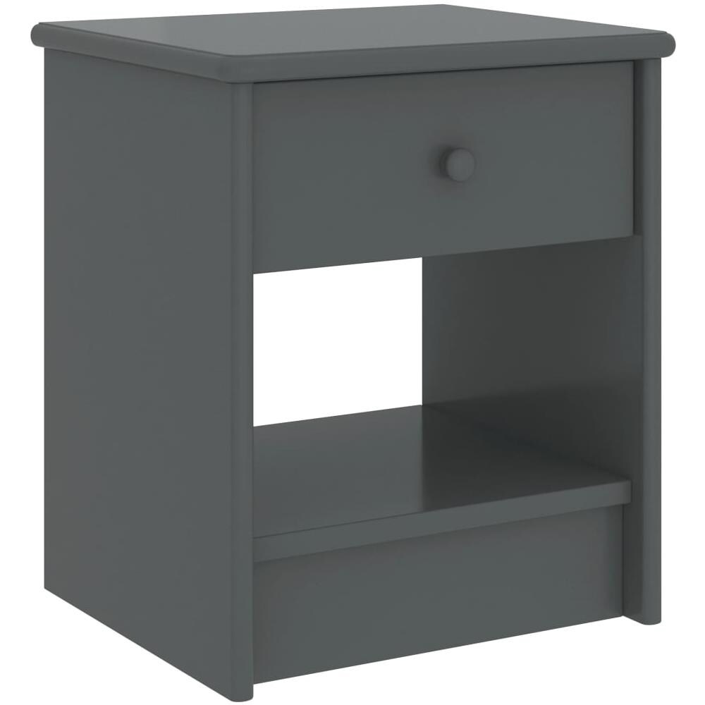 Comodino Grigio Scuro 35x30x40 Cm In Legno Massello Di Pino - Foto 1