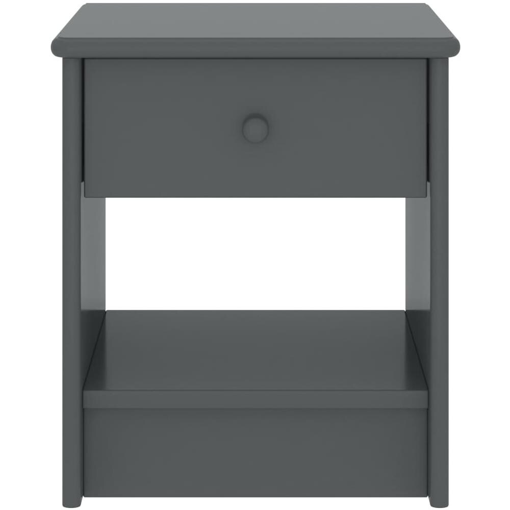 Comodino Grigio Scuro 35x30x40 Cm In Legno Massello Di Pino - Foto 2